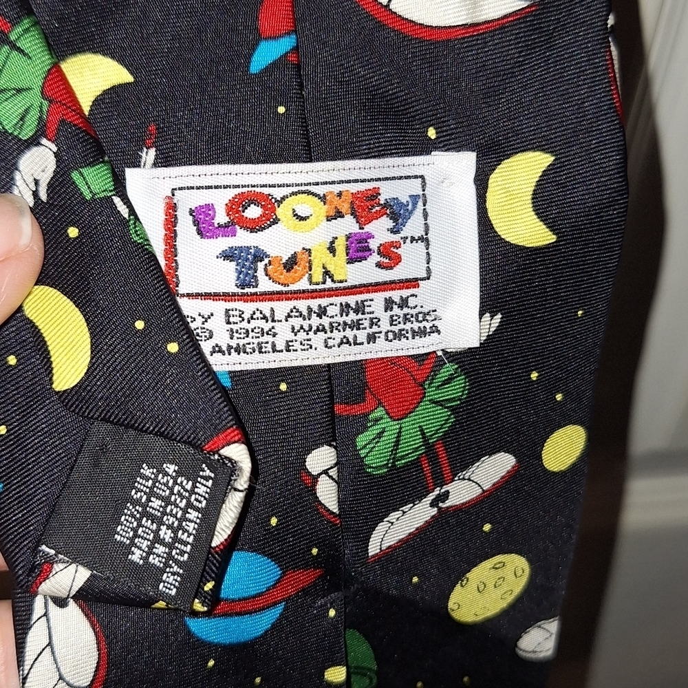 Warner Bros Black Tie Marvin the Martian 100% Silk - Picture 4 of 5